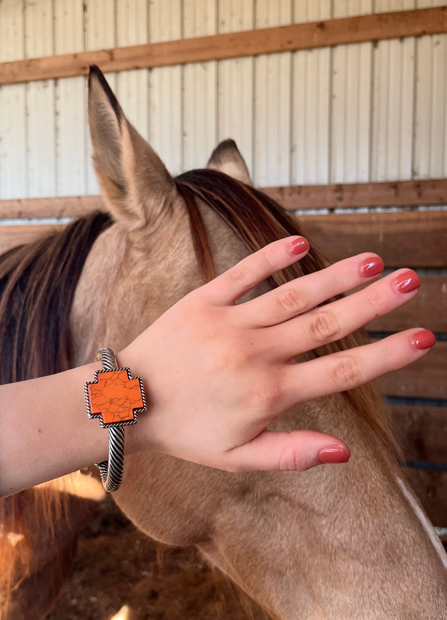 The Orange Cross Cuff Bracelet