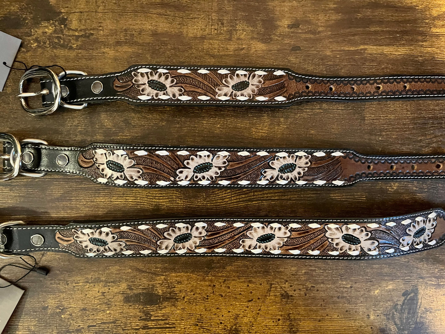 Hotshots Tooled Leather Dog Collar