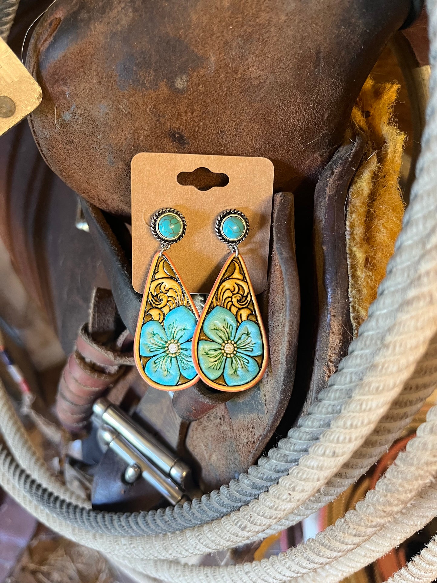 Floral Leather Earrings