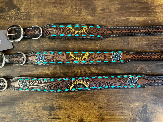 Scenic Tooled Leather Dog Collar