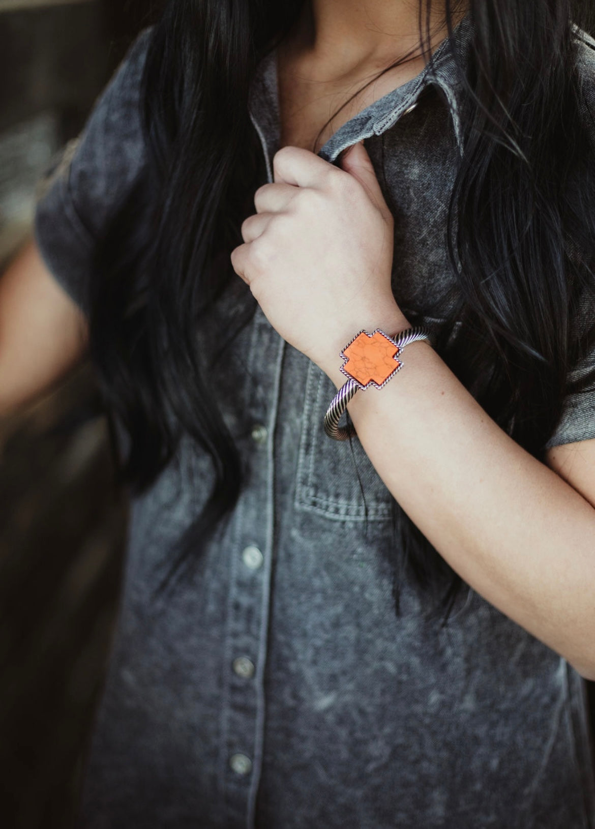 The Orange Cross Cuff Bracelet