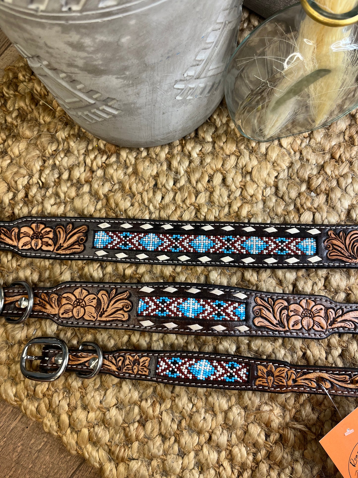 The Bruno Beaded Leather Dog Collar