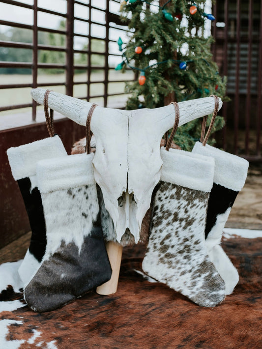 Cowhide Christmas Stockings